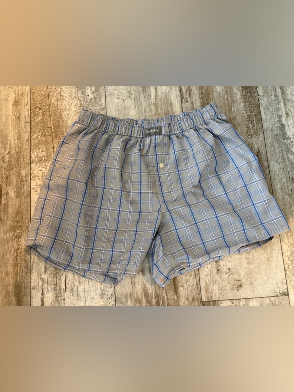 Goodfellow Elastic Waist Boxer Shorts in Light Gray and Blue